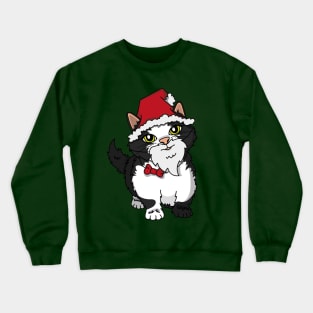 Santa Kitten, tuxedo cat dressed as Santa Claus. Crewneck Sweatshirt